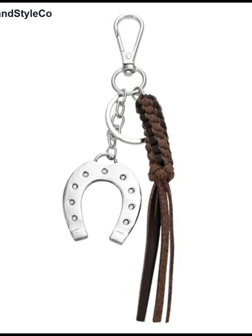 Horseshoe Keychain Braided Tassel Purse Charm Metal Lobster Clasp
